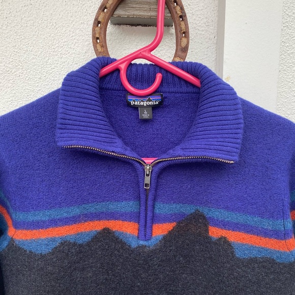 Rare Patagonia Fitz Roy Mountain 1/4 Wool Sweater - Picture 2 of 4